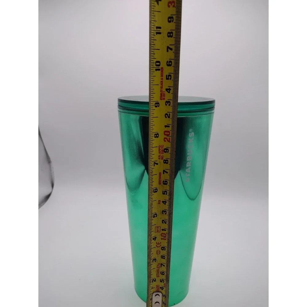 Starbucks Tumbler Metallic Green Mirror Double Wall Venti Summer‎ Cold Cup 24oz